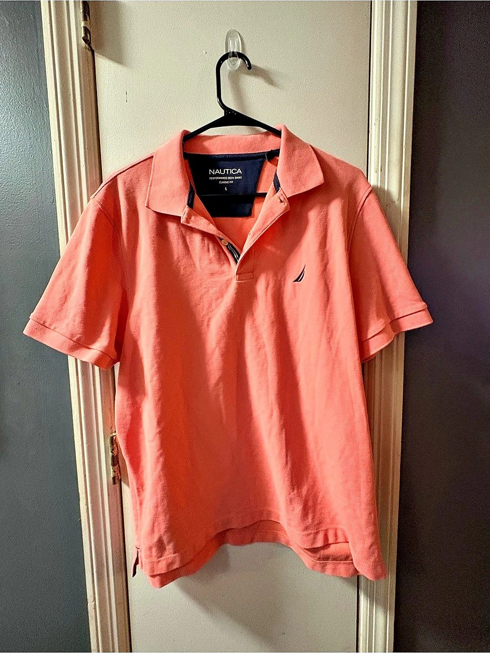 Nautica Performance Deck Shirt Classic Fit Men's Polo in Orange Size Large